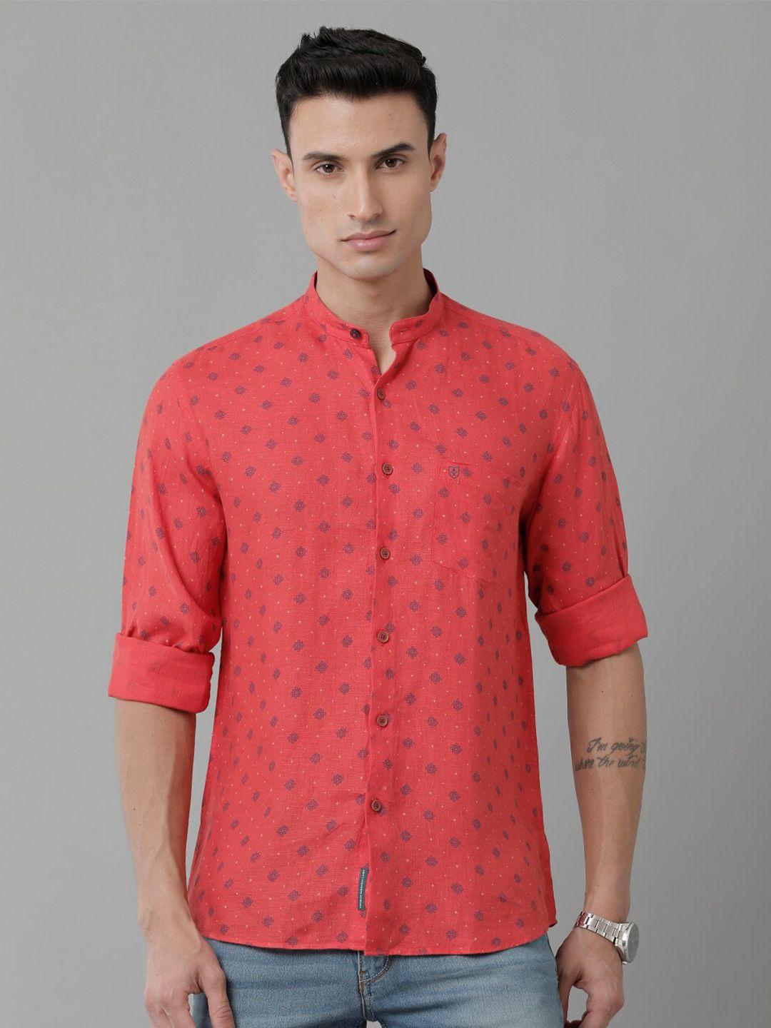 linen club ethnic motif printed linen casual shirt