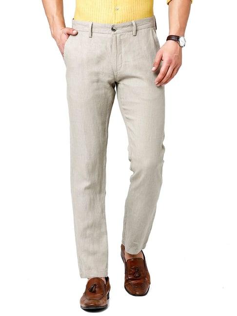 linen club grey linen contemporary fit trousers