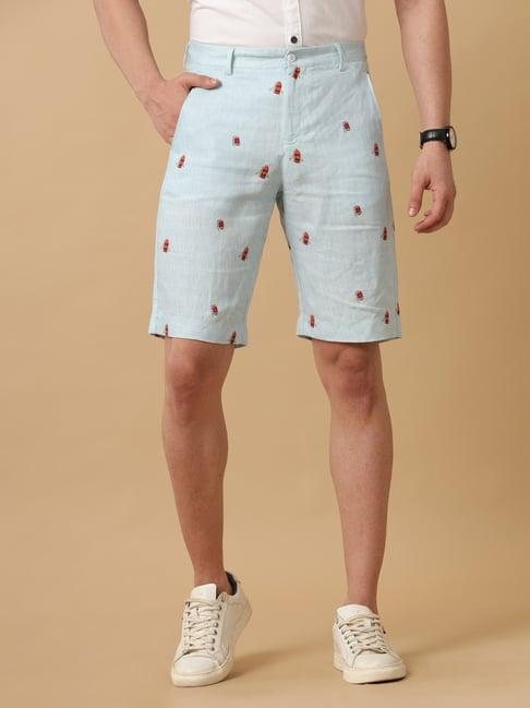 linen club light blue contemporary fit shorts