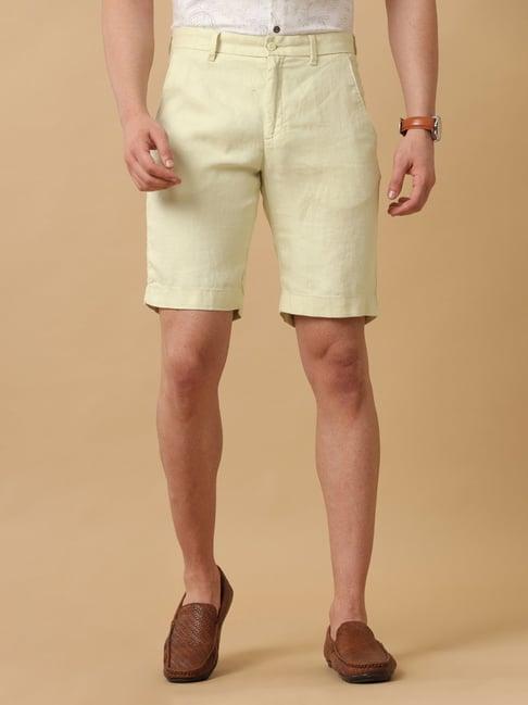 linen club lime green contemporary fit shorts