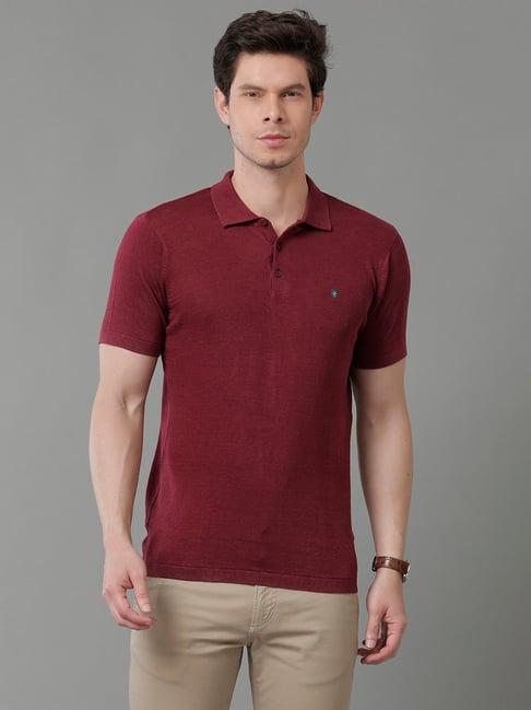 linen club maroon contemporary fit polo t-shirt