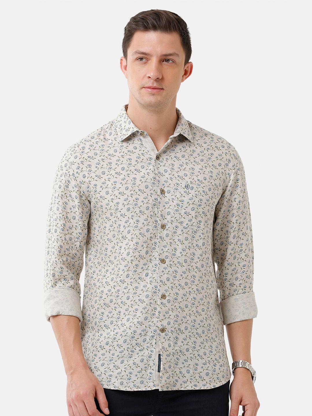 linen club men floral printed casual shirt