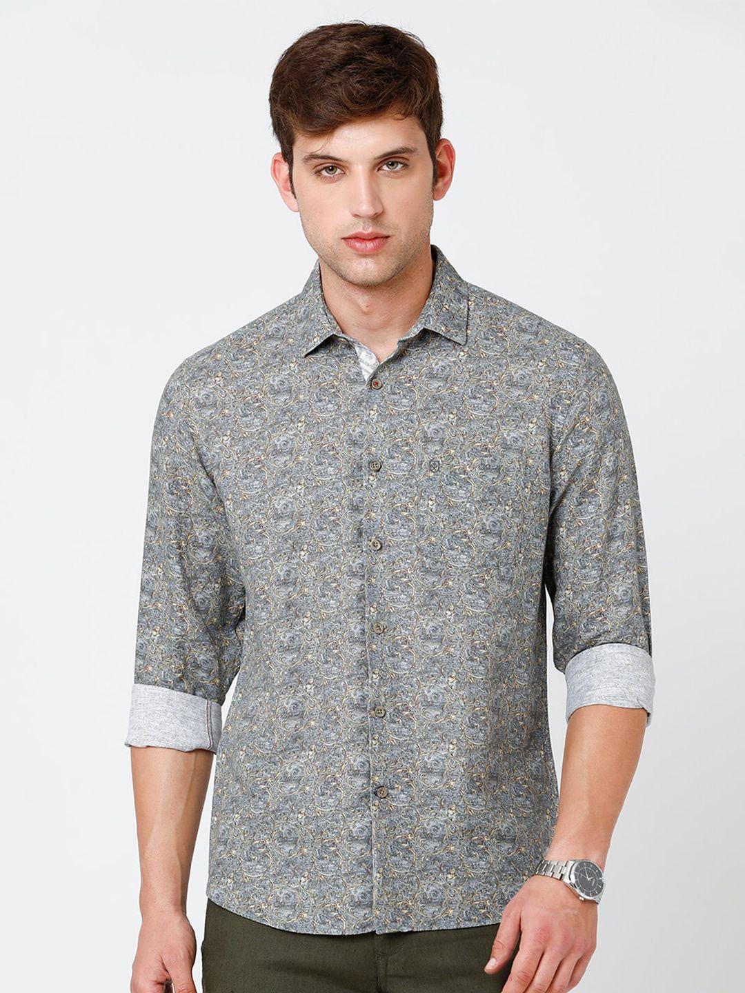 linen club men floral printed casual shirt