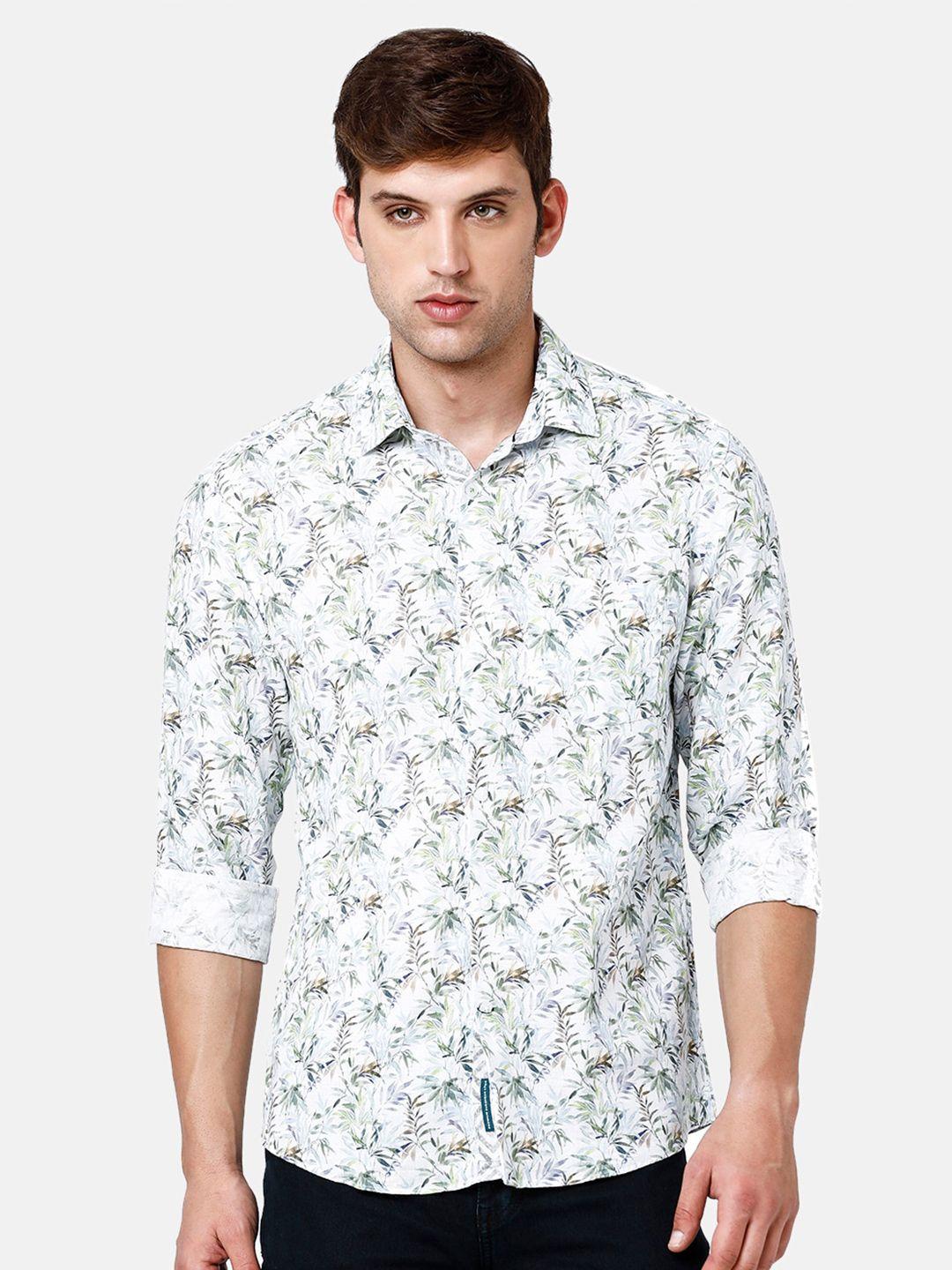 linen club men floral printed casual shirt