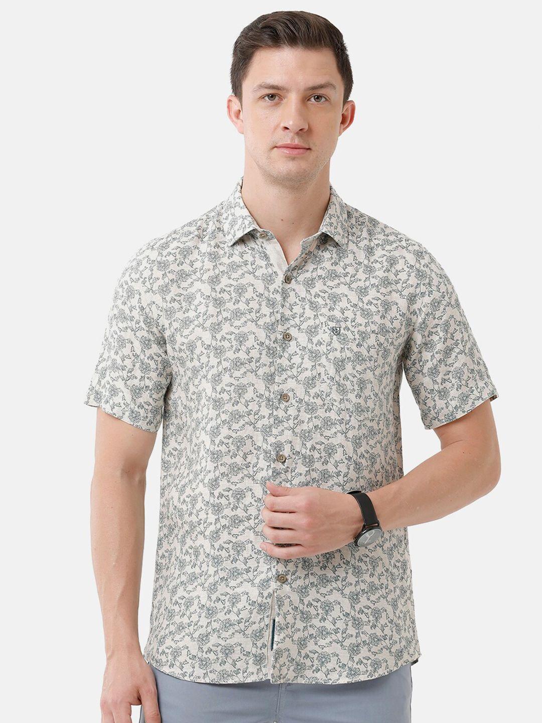 linen club men floral printed sustainable casual shirt