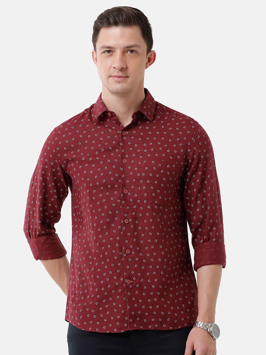 linen club men floral printed sustainable casual shirt