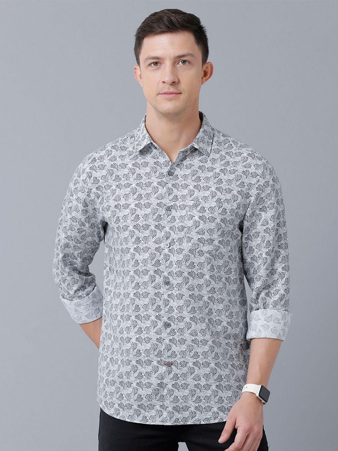 linen club men floral printed sustainable casual shirt