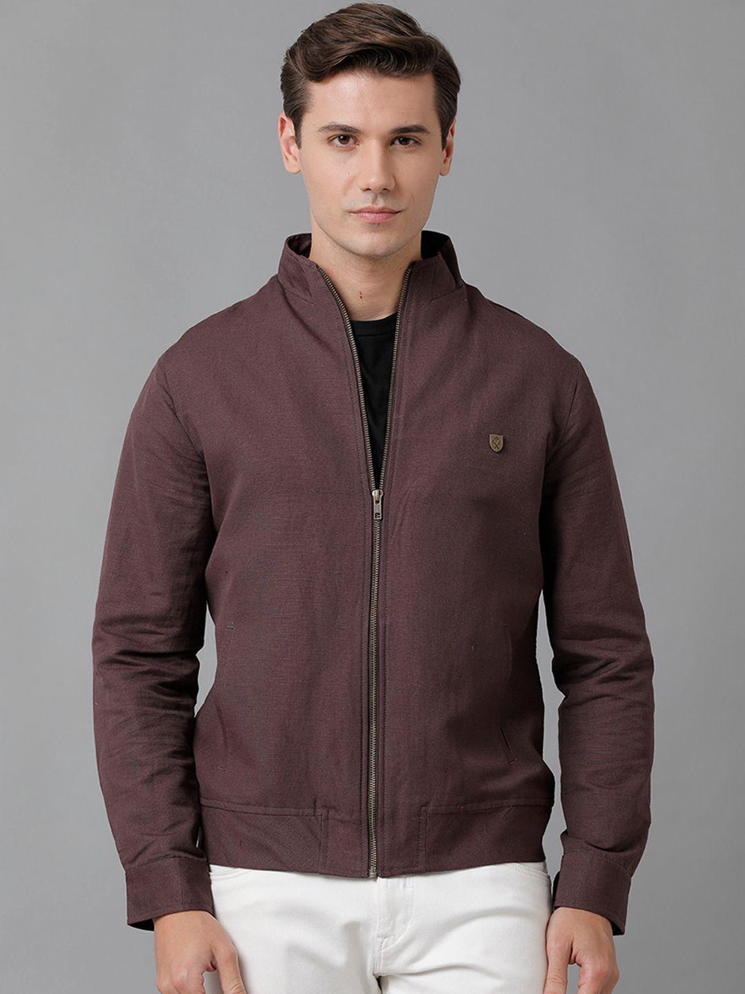 linen club men full sleeves bomber jacket