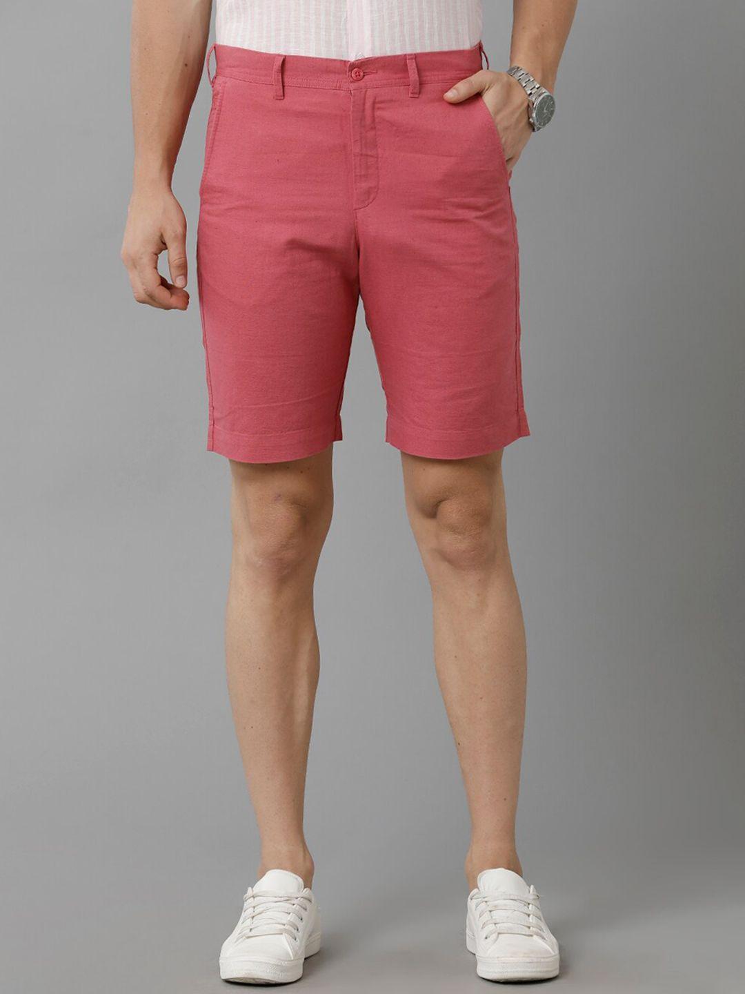 linen club men mid-rise slim fit linen chino shorts