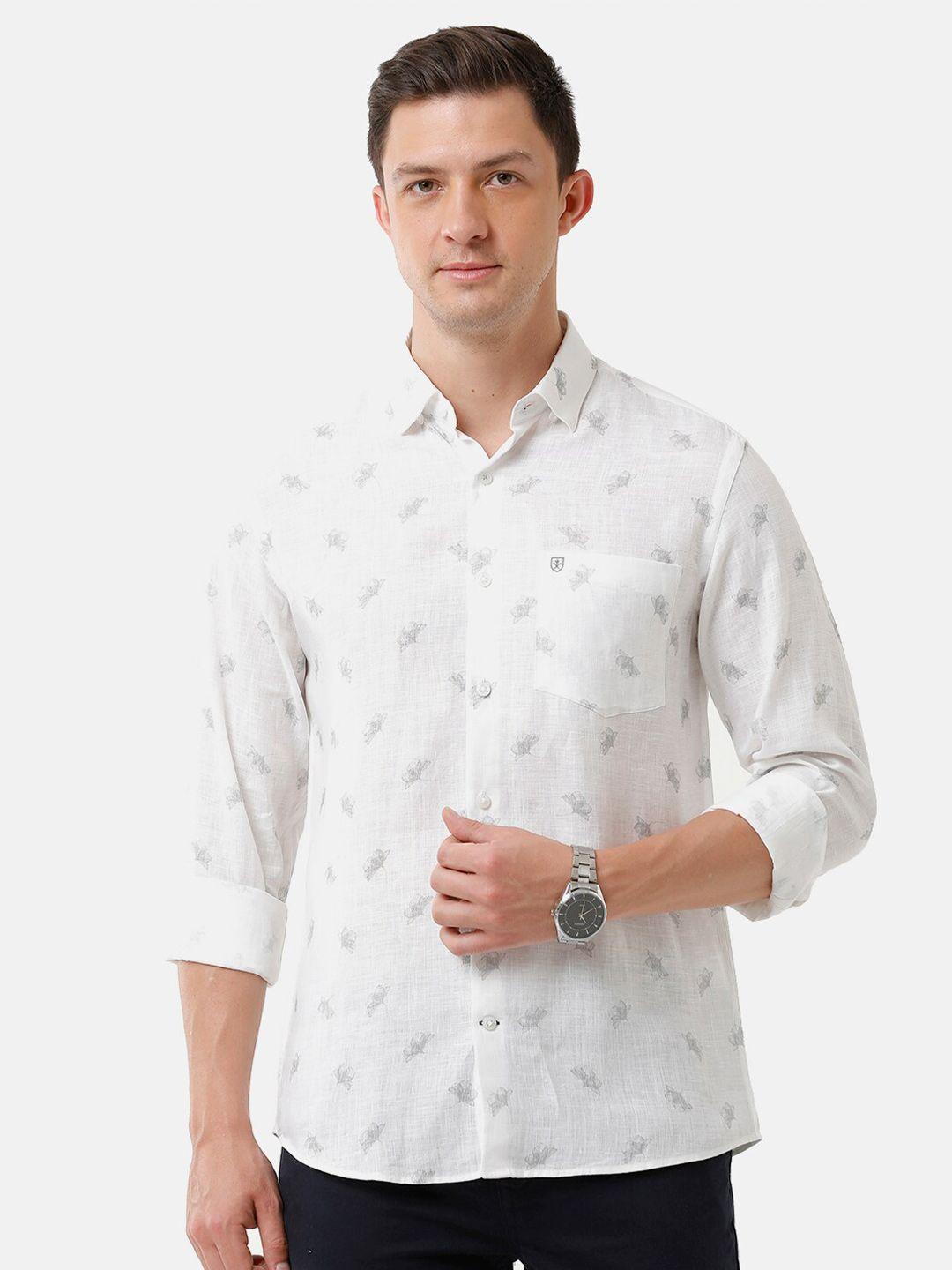 linen club men printed linen casual shirt
