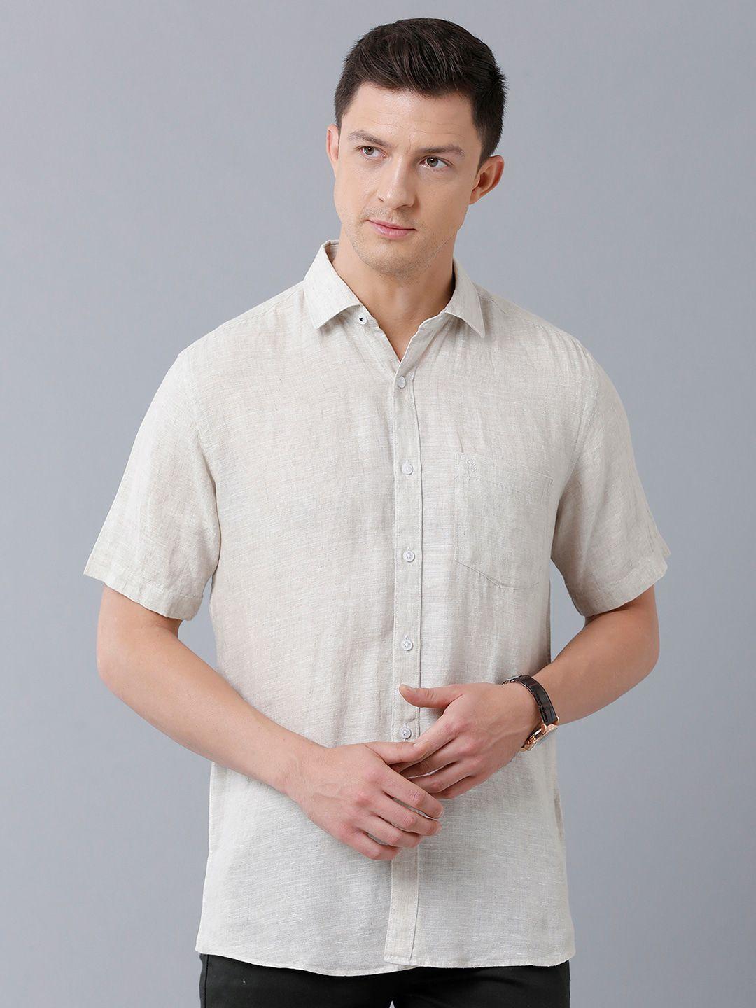 linen club men pure linen regular fit sustainable shirt