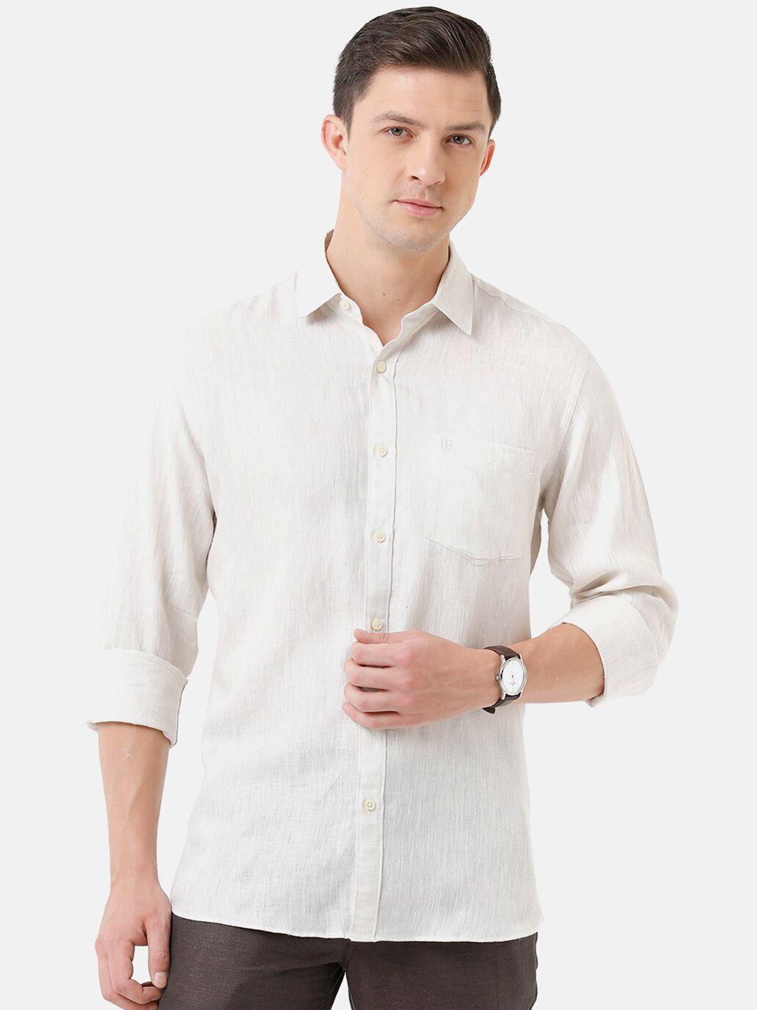 linen club men regular fit linen casual shirt
