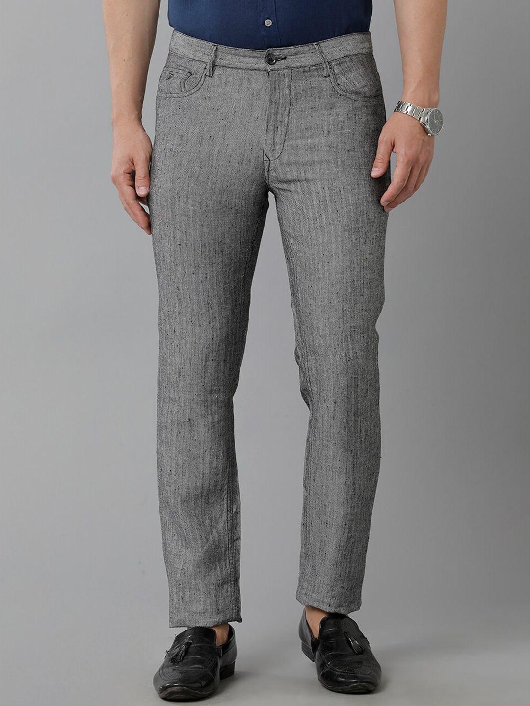 linen club men slim fit linen formal trousers