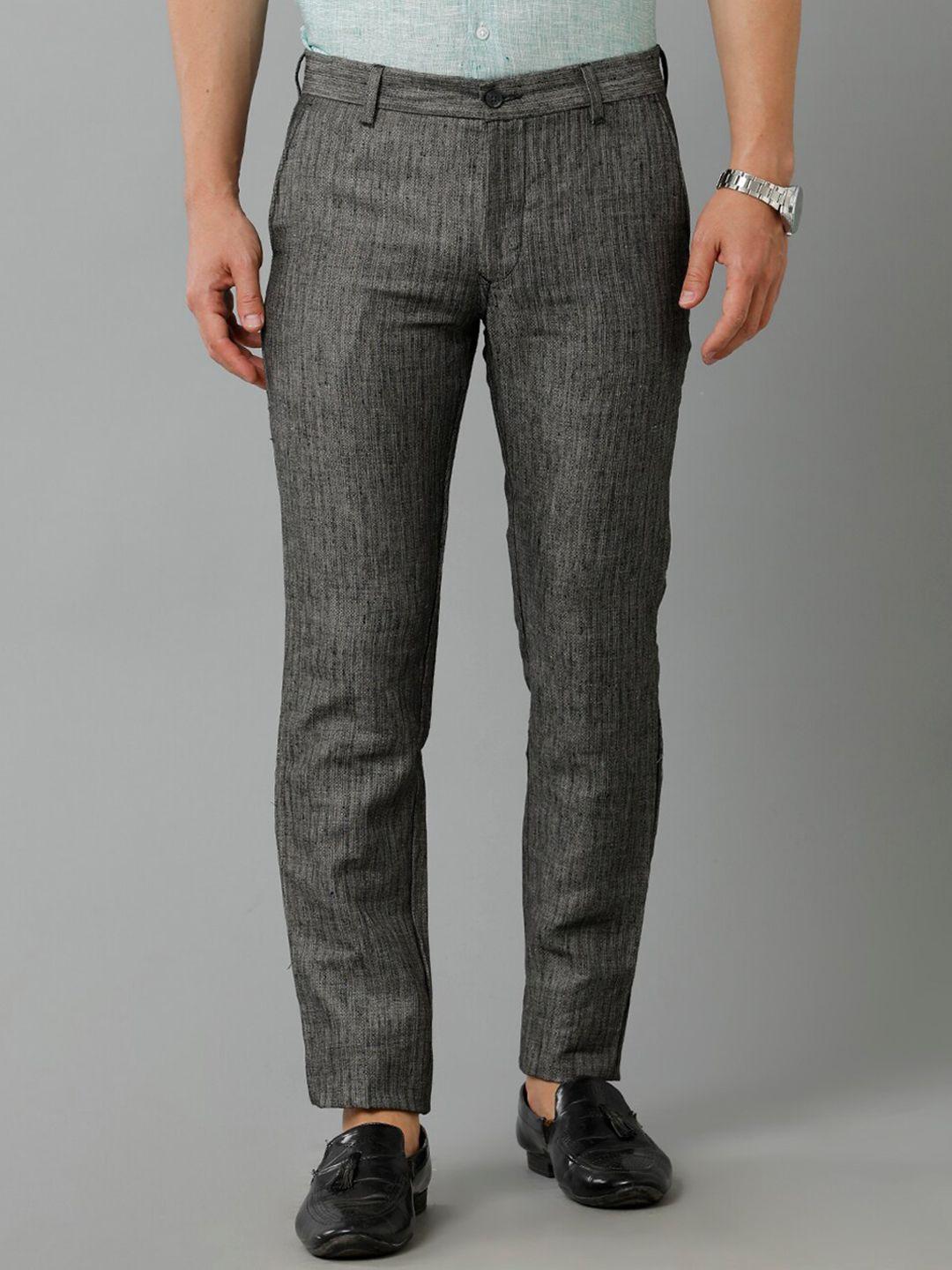 linen club men slim fit linen formal trousers