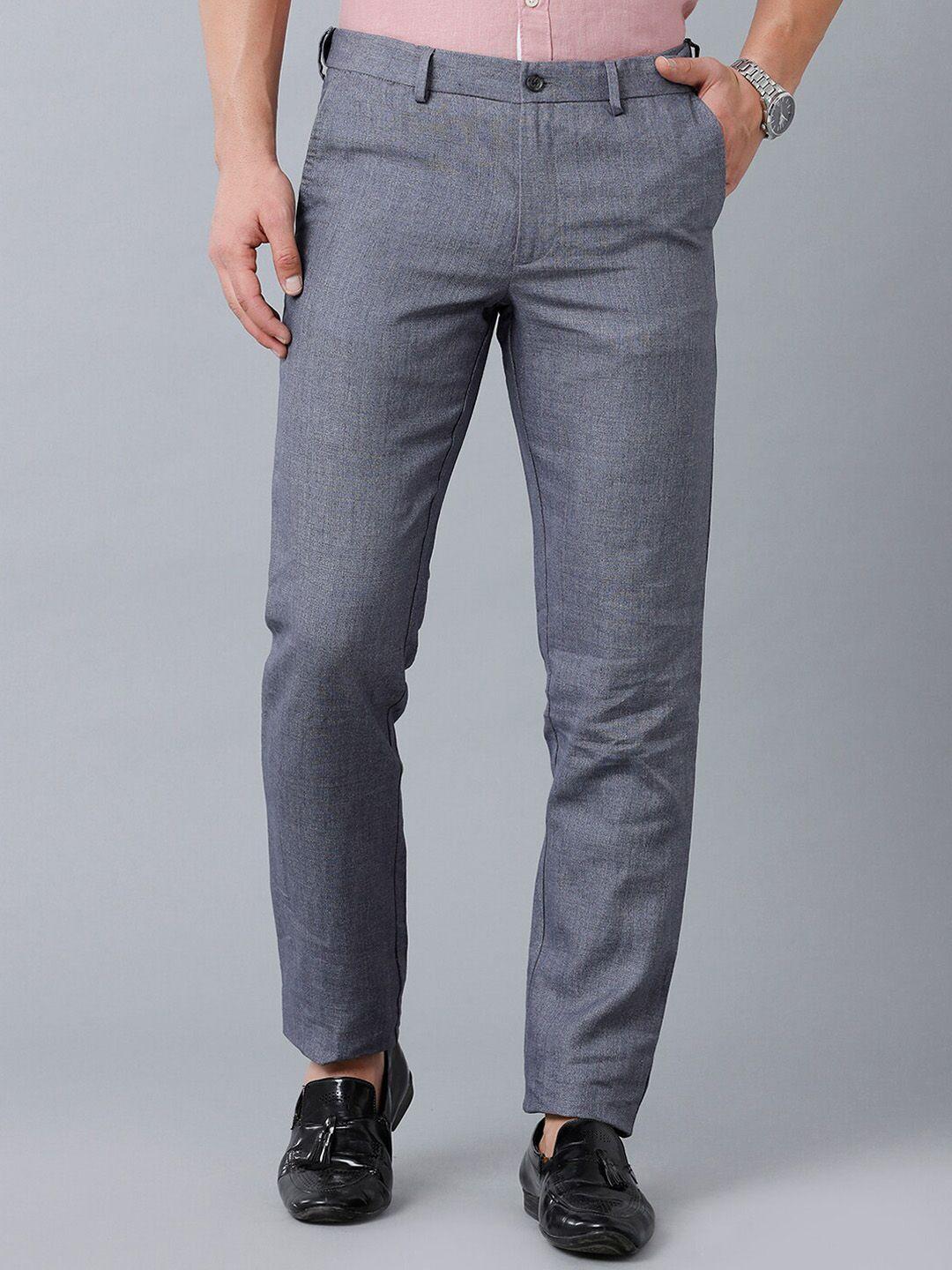 linen club men slim fit pure linen formal trousers