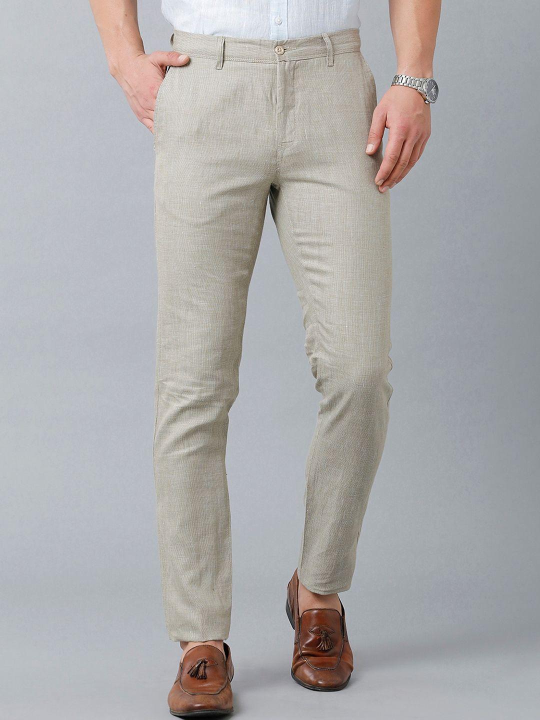 linen club men slim fit trousers