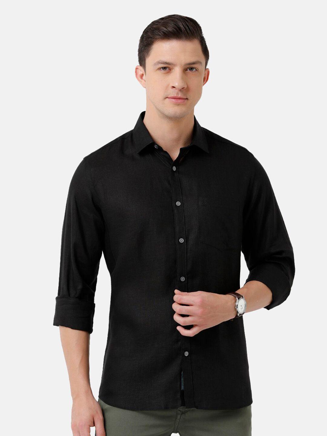 linen club men solid casual regular fit linen shirt