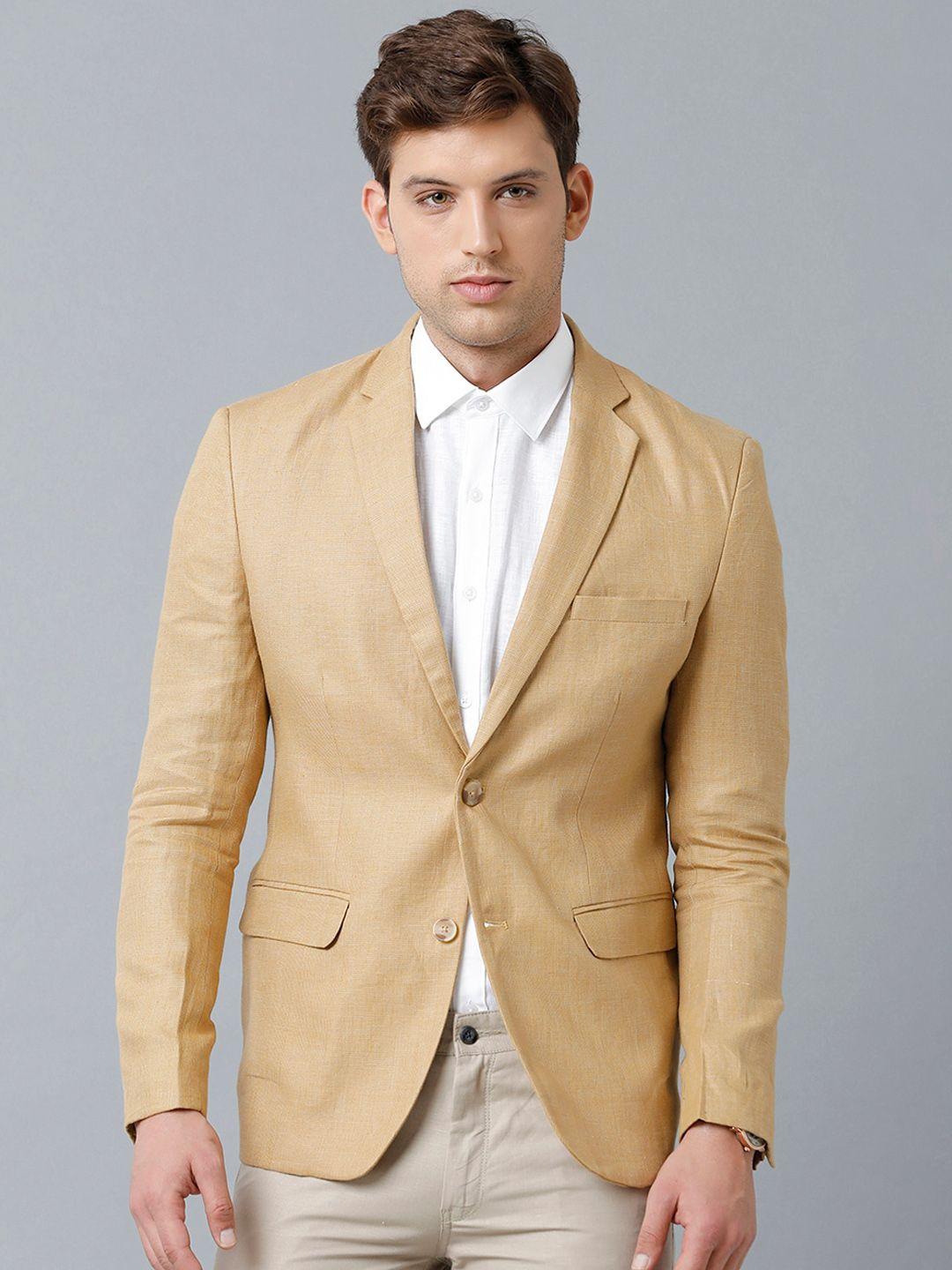 linen club men solid single-breasted notch lapel sustainable blazer