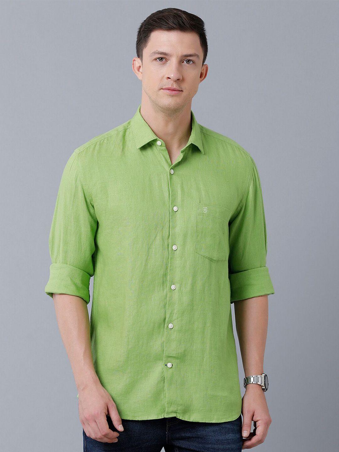 linen club men solid sustainable casual pure linen shirt