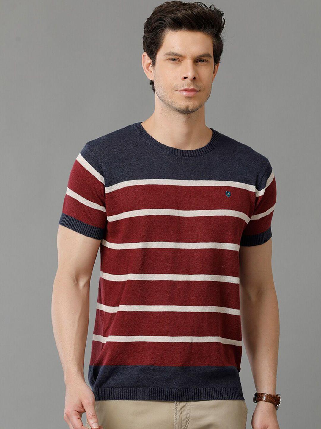 linen club men striped linen cotton t-shirt