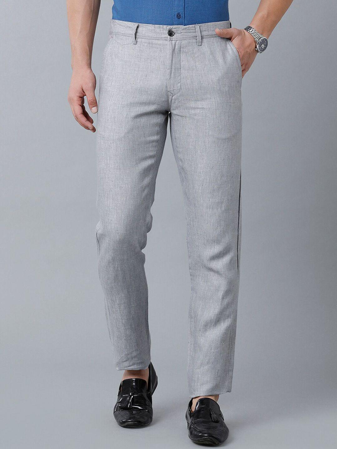 linen club men textured slim fit linen trouser