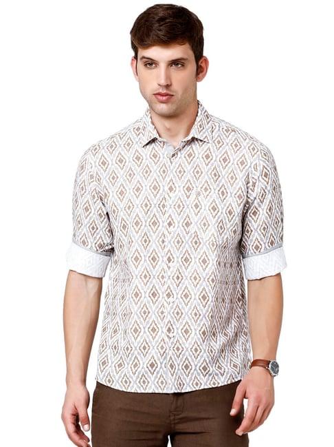 linen club multi linen regular fit printed shirt