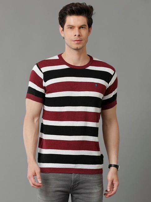 linen club multicolor contemporary fit striped crew t-shirt