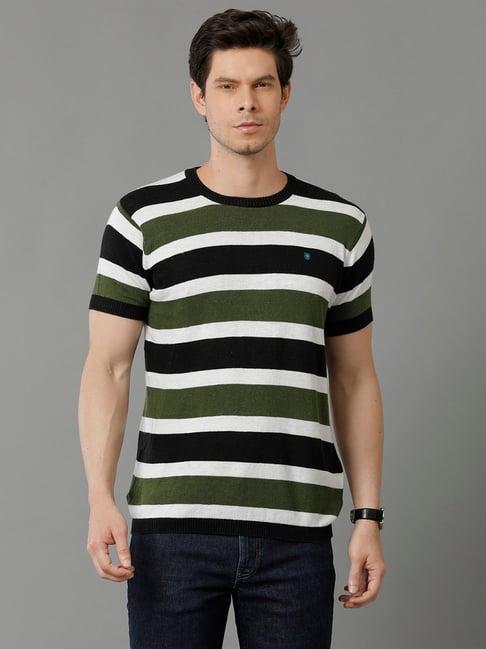 linen club multicolor contemporary fit striped crew t-shirt