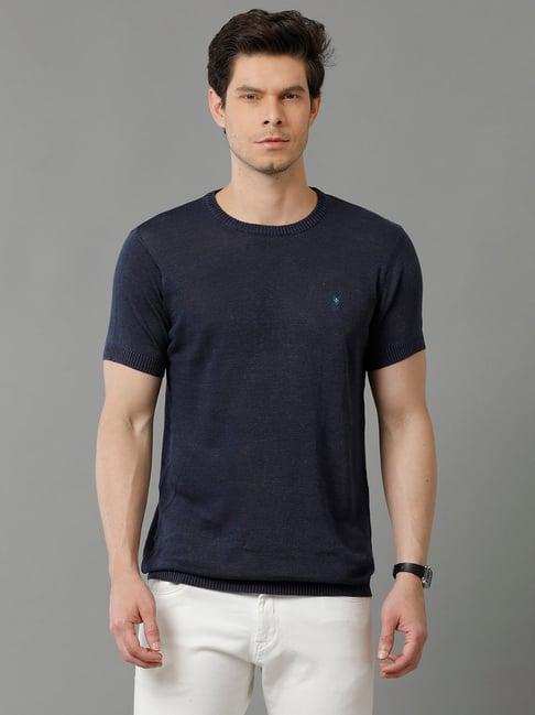 linen club navy contemporary fit crew t-shirt