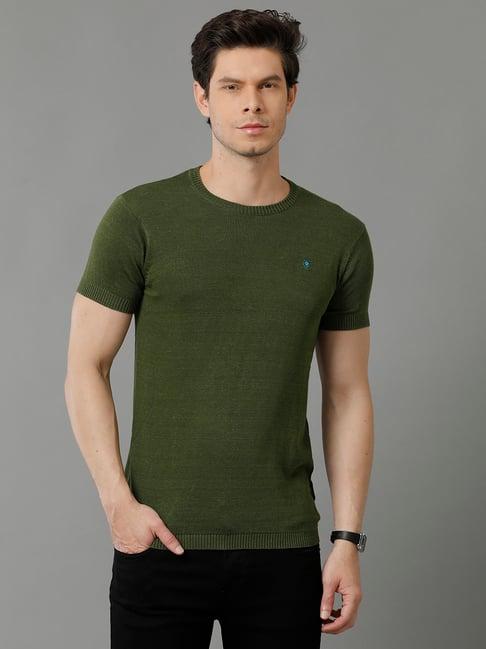 linen club olive contemporary fit crew t-shirt