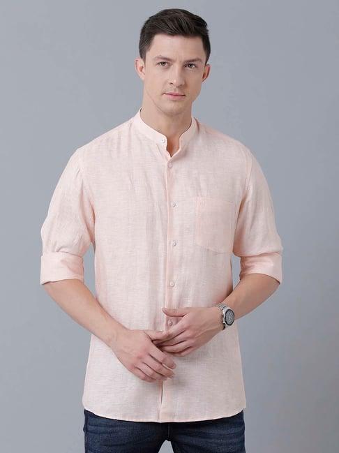 linen club peach regular fit linen shirt