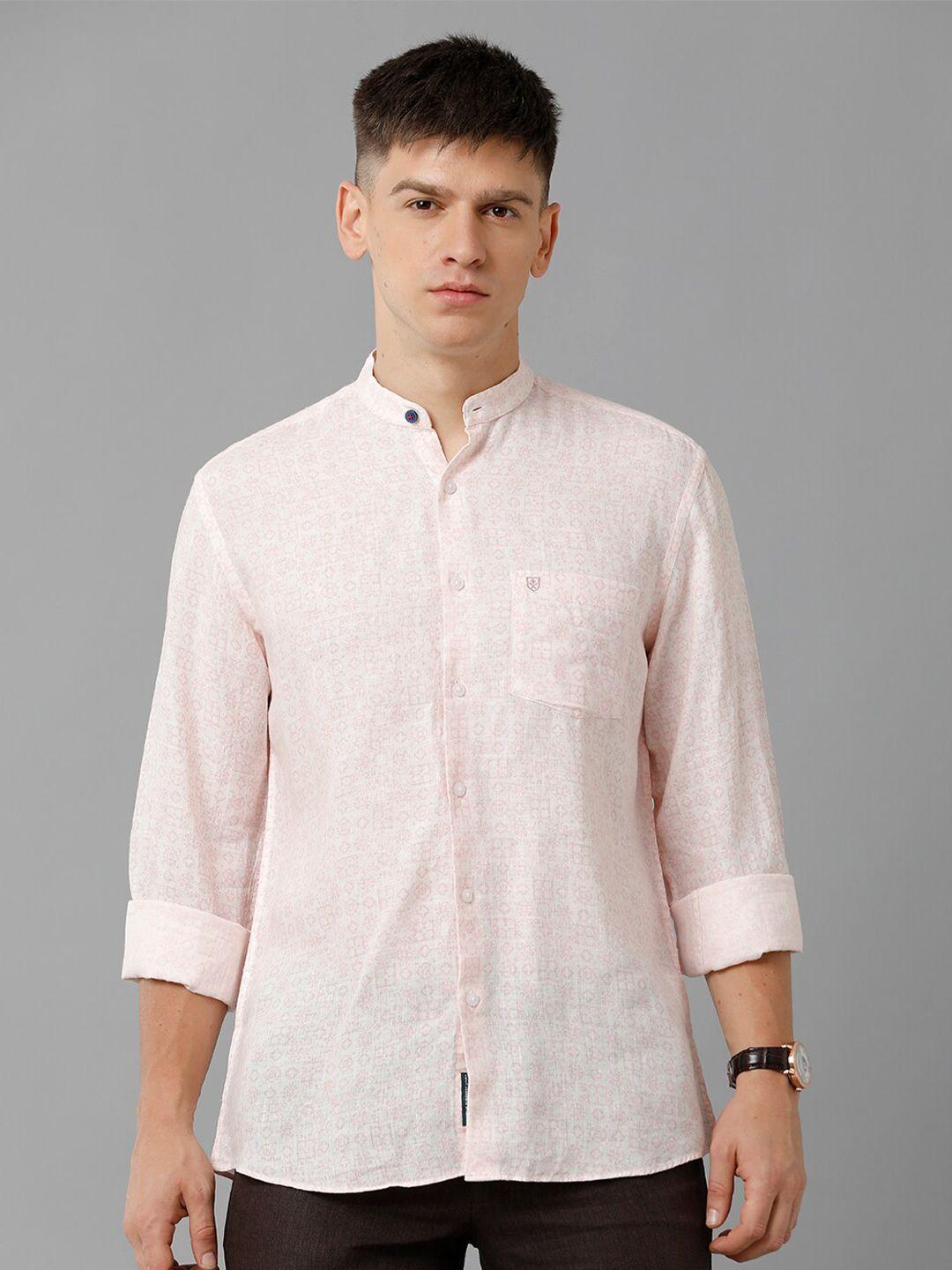 linen club printed spread collar linen casual shirt
