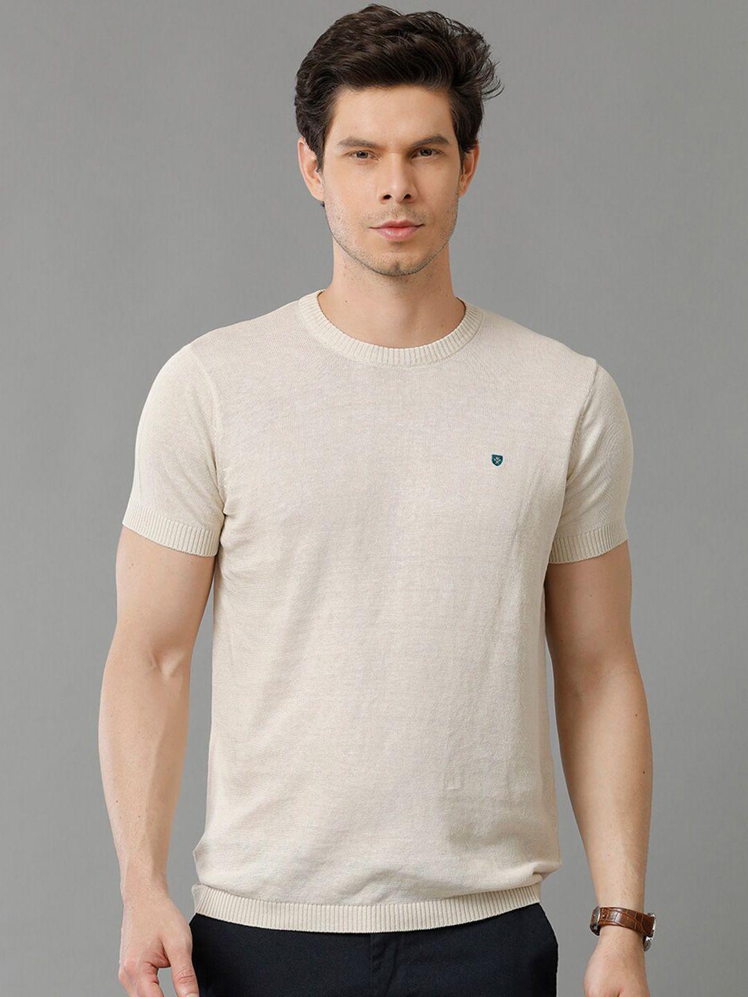 linen club slim fit round neck antimicrobial linen casual t-shirt