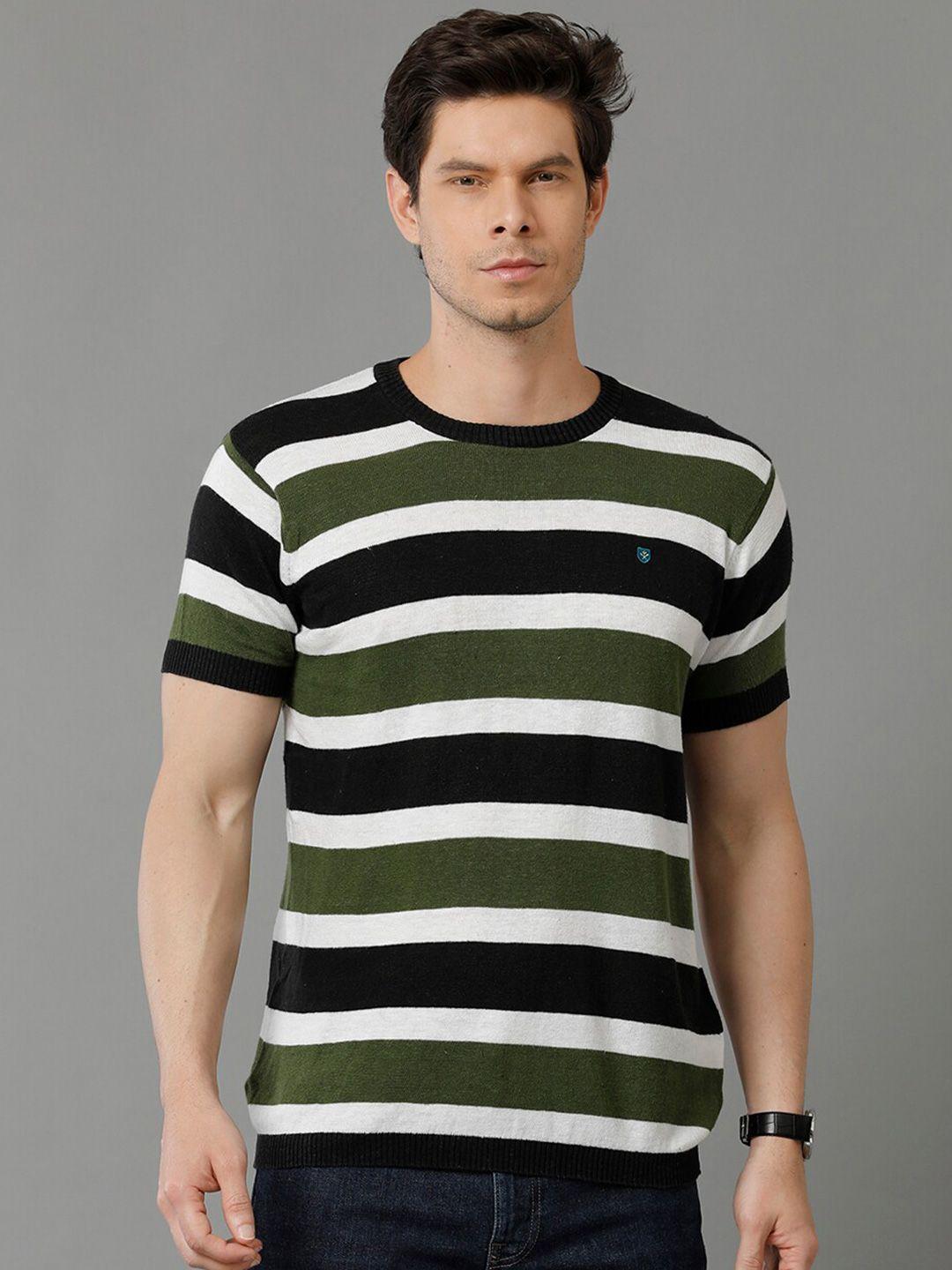linen club slim fit striped antimicrobial linen  casual t-shirt