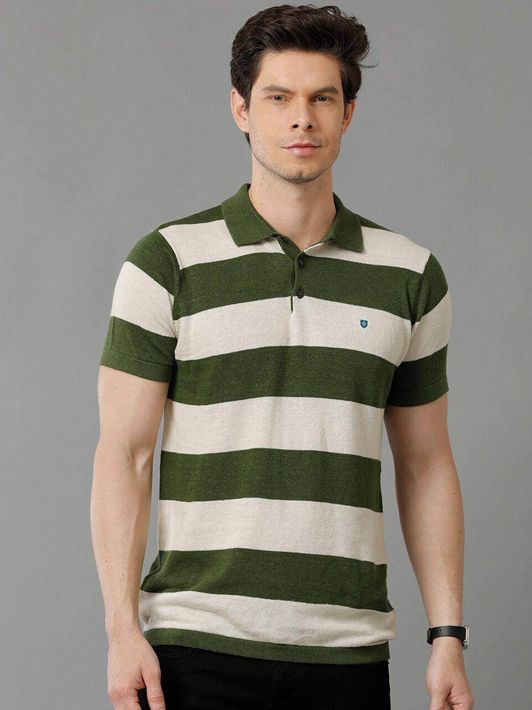 linen club slim fit striped polo collar antimicrobial linen casual t-shirt