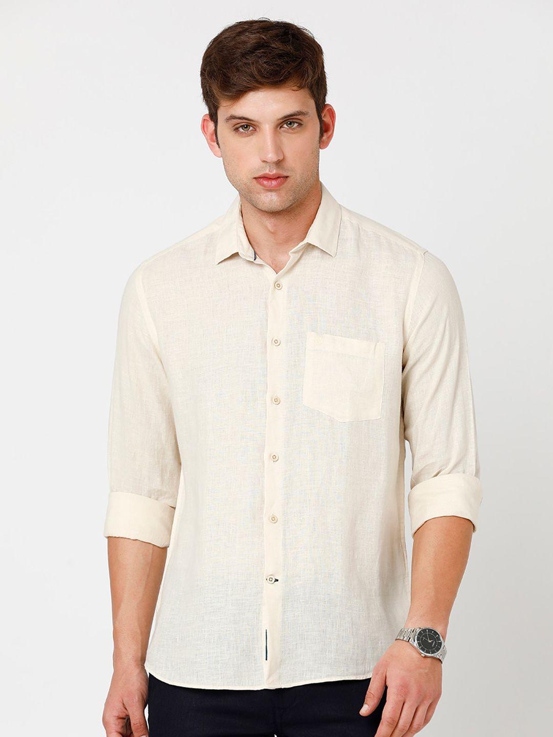 linen club spread collar casual linen shirt