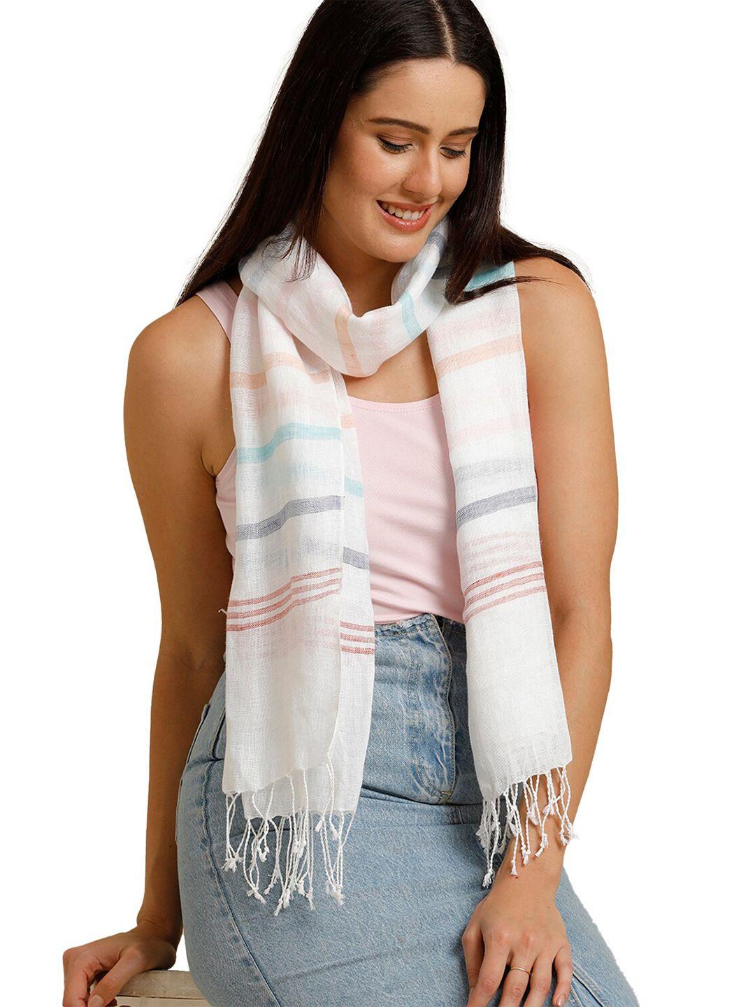 linen club unisex striped pure linen stole