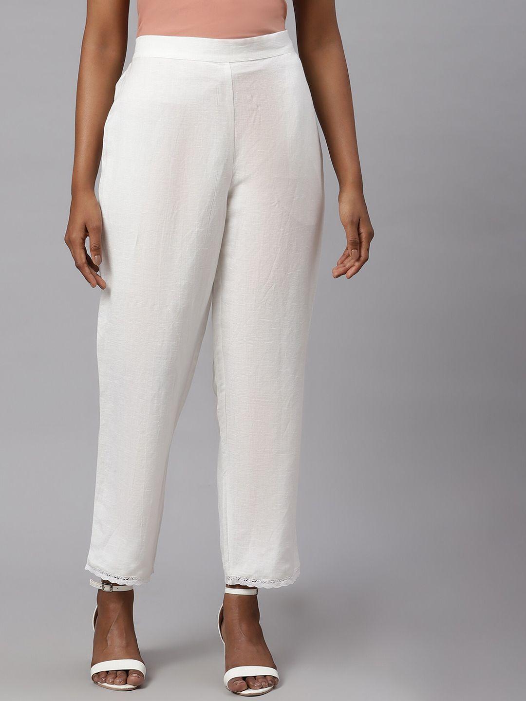 linen club woman off white sustainable trousers