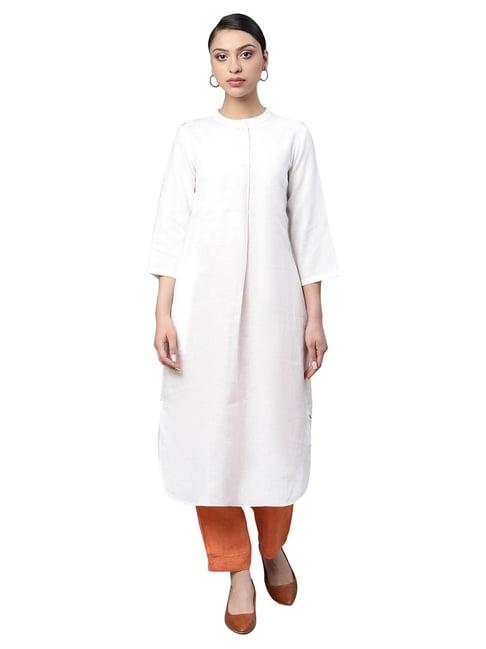 linen club woman white straight kurta