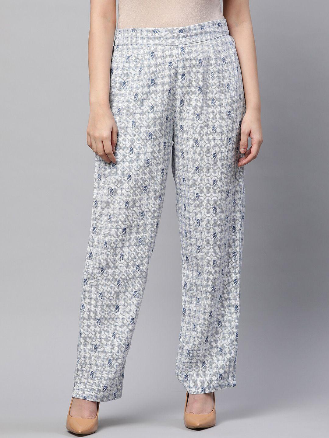linen club woman women mid rise printed trousers