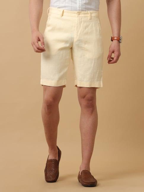 linen club yellow contemporary fit shorts