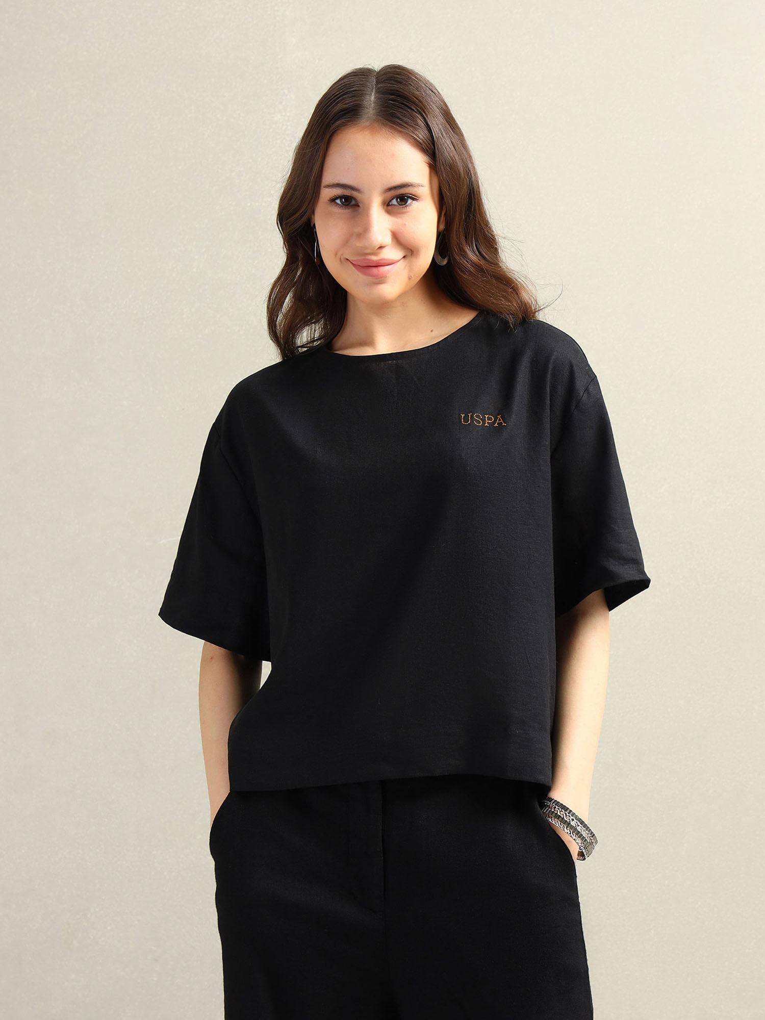 linen comfortable fit black top