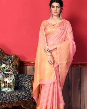 linen cotton saree with contrast zari border