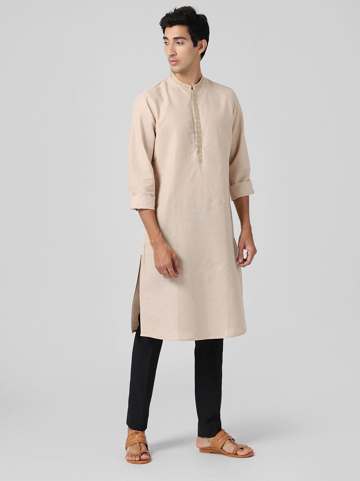 linen cotton solid slim fit long kurta