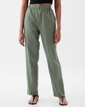 linen elasticated waist pull-on pants