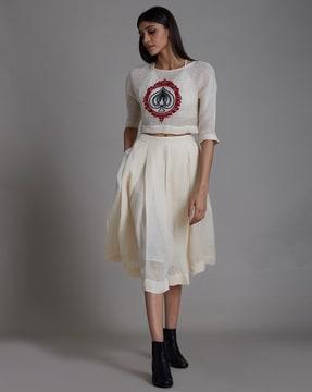 linen flared skirt