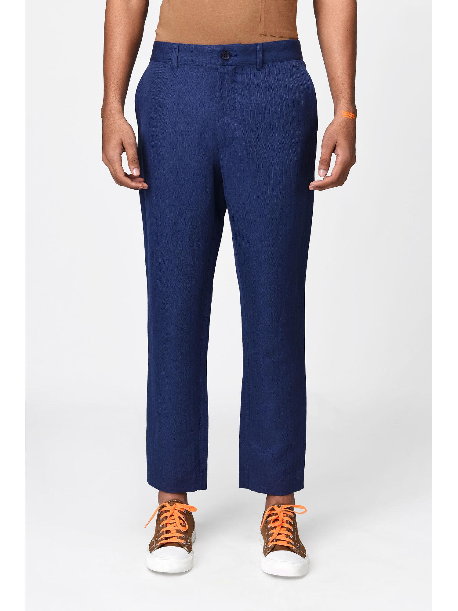 linen marine blue trouser pants