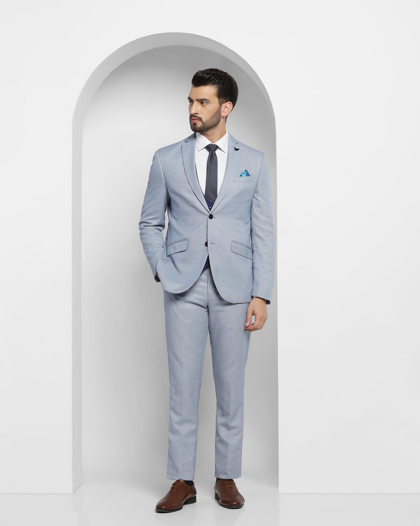 linen multitude 6x blue textured formal suit - peter