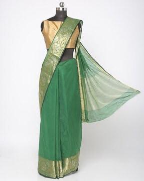 linen saree with zari border