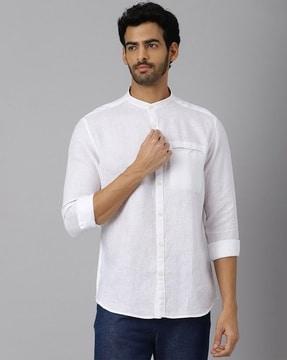 linen shirt with band collar